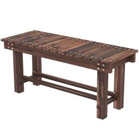 Garden Bench 0.8" Seater Outdoor Bench with Storage Shelf 35.4" Carbonized Wood Garden Bench 0.8" Seater Outdoor Bench with Storage Shelf 35.4" Carbonized Wood