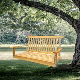 Front Porch Swing with Armrests, Wood Bench Swing with Hanging Chains,for Outdoor Patio ,Garden Yard, porch, backyard, or sunroom,Easy to Assembl Front Porch Swing with Armrests, Wood Bench Swing with Hanging Chains,for Outdoor Patio ,Garden Yard, porch, backyard, or sunroom,Easy to Assembl
