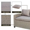 Patio Outdoor Furniture PE Rattan Wicker Conversation Set All-Weather Sectional Sofa Set with Table & Soft Cushions (Brown)